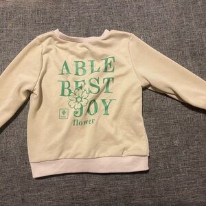 Kids Beige Sweatshirt with Green Print